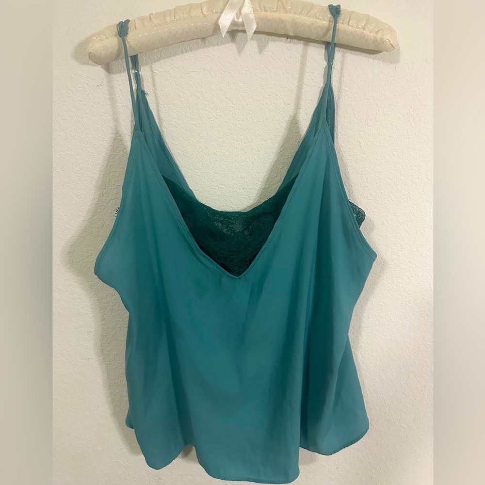 Free People Intimately Womens Deep Green/Blue Lace Tank Top